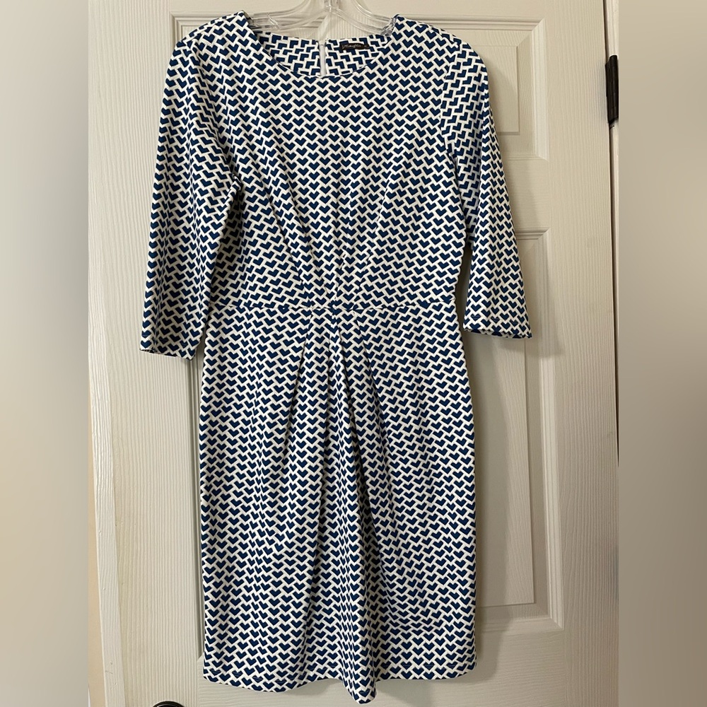 Elegant Blue and White Patterned Dress